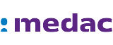 medac company logo with a stylized letter M and purple text.