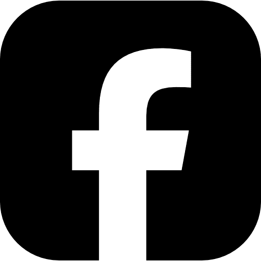 Black square icon with a white stylized lowercase letter f, representing Facebook.