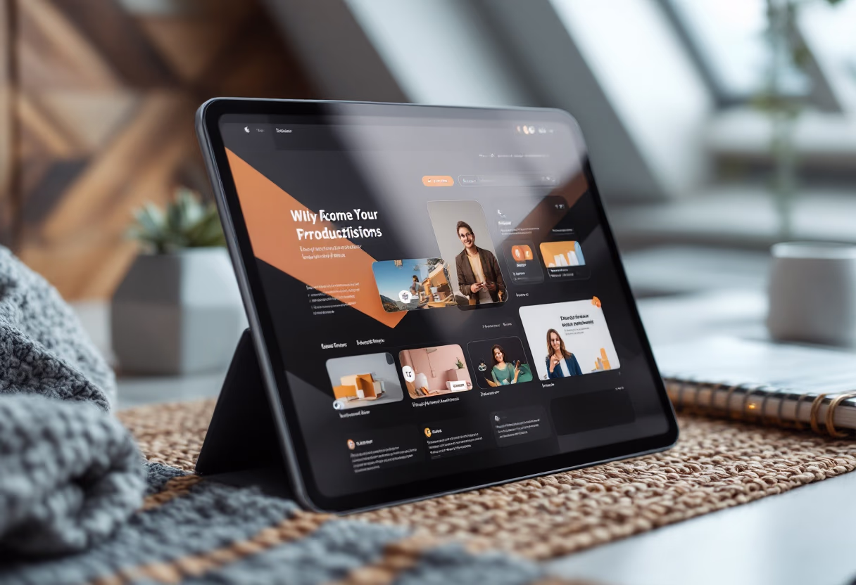 [digital project] image of a mobile device with a productivity app on a cozy office desk for a productivity tools business