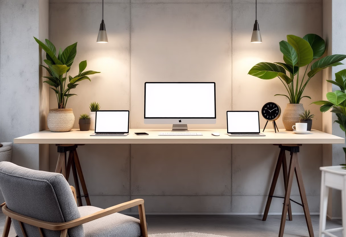 image of a desk workspace with tablets (for a legal tech)