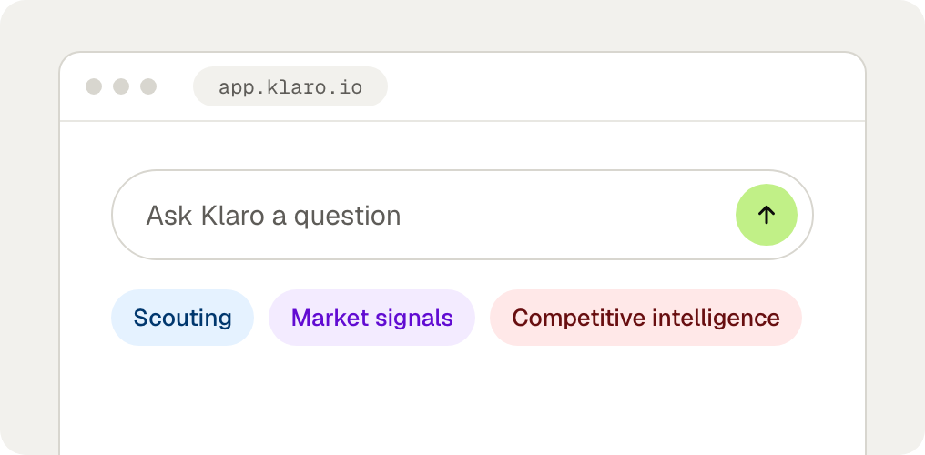 Klaro web app with a question bar