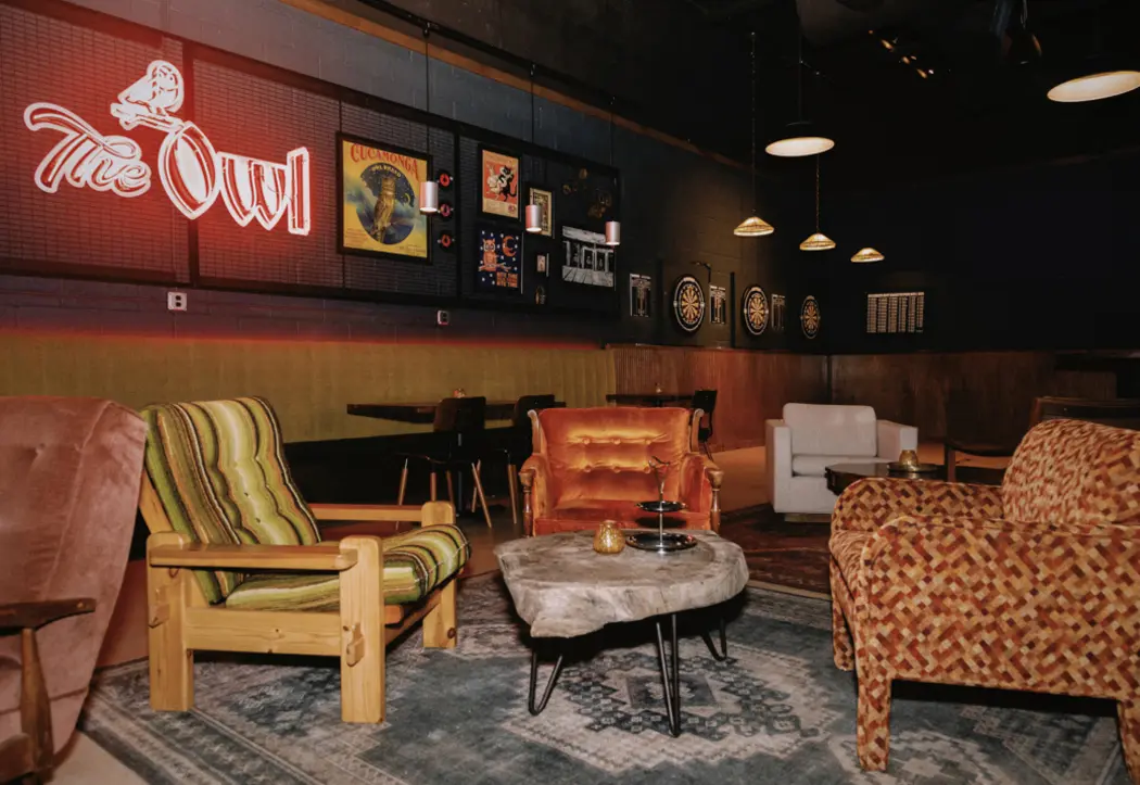Interior of The Owl Pub & Grill seating area