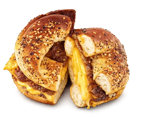 Toasted everything bagel sandwich