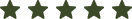 Five dark green stars in a horizontal row on a white background.