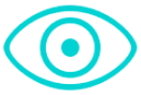 Blue eye icon with a circular iris and pupil inside an eye-shaped outline.