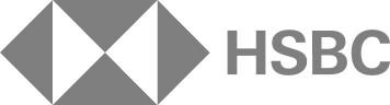 HSBC logo in red and black with hexagon symbol and text HSBC.