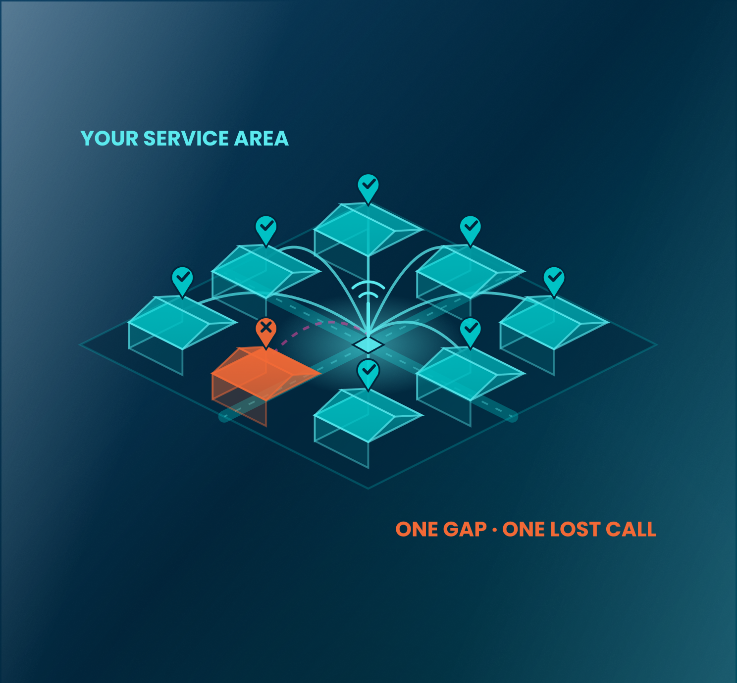 Service area map with local job pins