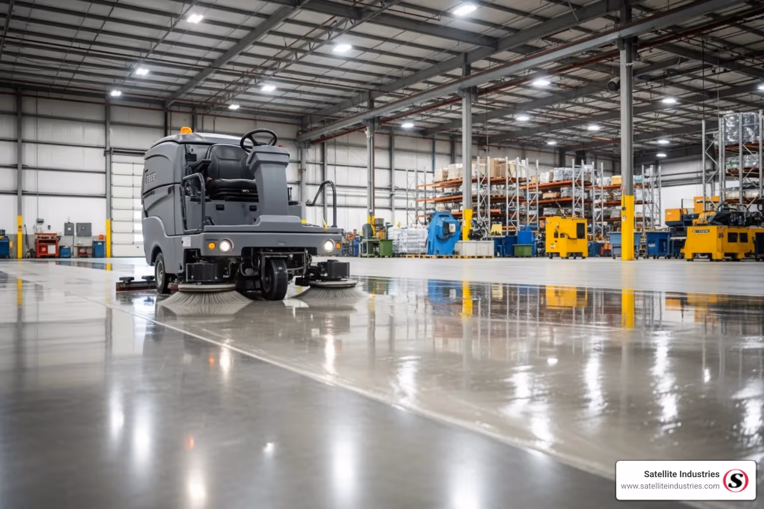 Industrial floor scrubber in a large facility - Industrial sanitation products