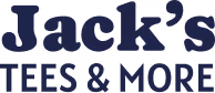 Jack's Tees & More logo in dark blue stylized text.