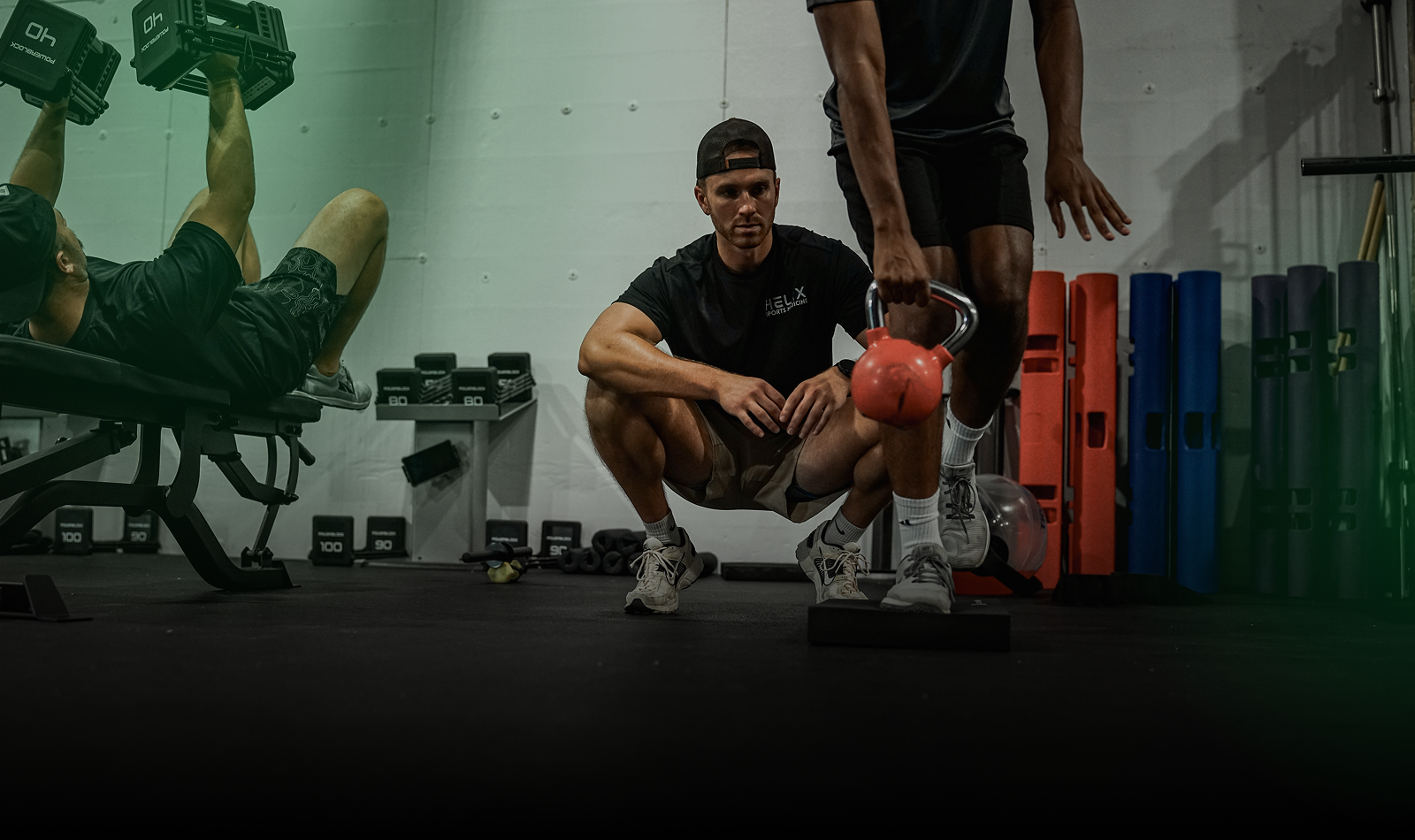 Athletes training in a gym