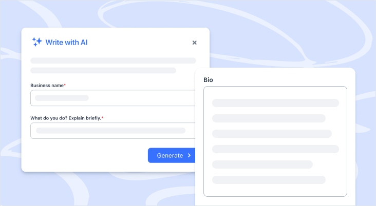 The image shows the form that the user needs to fill out to generate a bio with Minup's AI.