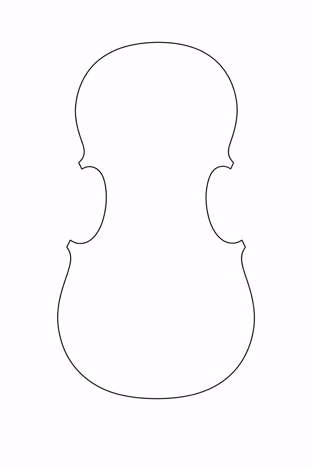 Contorno preto simples do corpo de um violino, preenchido de branco.