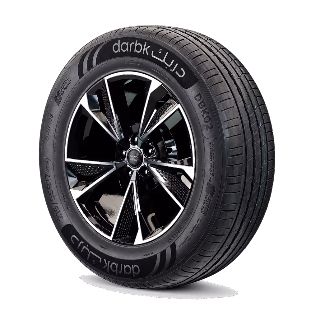 إطار دربك DBK02 مقاس 215/55R17 هو إطار PCR مخصص لسيارات الركاب ضمن مجموعة دربك. يناسب هذا المقاس المركبات المتوافقة مع عرض إطار 215 مم، ونسبة ارتفاع 55، وقياس جنط 17 بوصة. يجب التأكد دائمًا من المقاس ومؤشر الحمولة وتصنيف السرعة المناسبين من دليل المركبة أو ملصق الإطارات قبل التركيب.