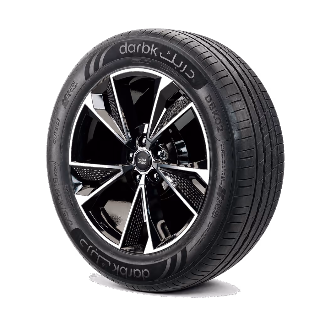إطار دربك DBK02 مقاس 245/45R18 هو إطار PCR مخصص لسيارات الركاب ضمن مجموعة دربك. يناسب هذا المقاس المركبات المتوافقة مع عرض إطار 245 مم، ونسبة ارتفاع 45، وقياس جنط 18 بوصة. يجب التأكد دائمًا من المقاس ومؤشر الحمولة وتصنيف السرعة المناسبين من دليل المركبة أو ملصق الإطارات قبل التركيب.