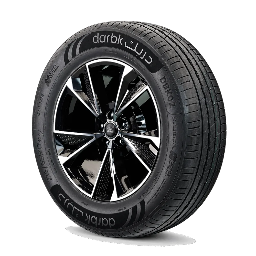 إطار دربك DBK02 مقاس 215/55R17 هو إطار PCR مخصص لسيارات الركاب ضمن مجموعة دربك. يناسب هذا المقاس المركبات المتوافقة مع عرض إطار 215 مم، ونسبة ارتفاع 55، وقياس جنط 17 بوصة. يجب التأكد دائمًا من المقاس ومؤشر الحمولة وتصنيف السرعة المناسبين من دليل المركبة أو ملصق الإطارات قبل التركيب.