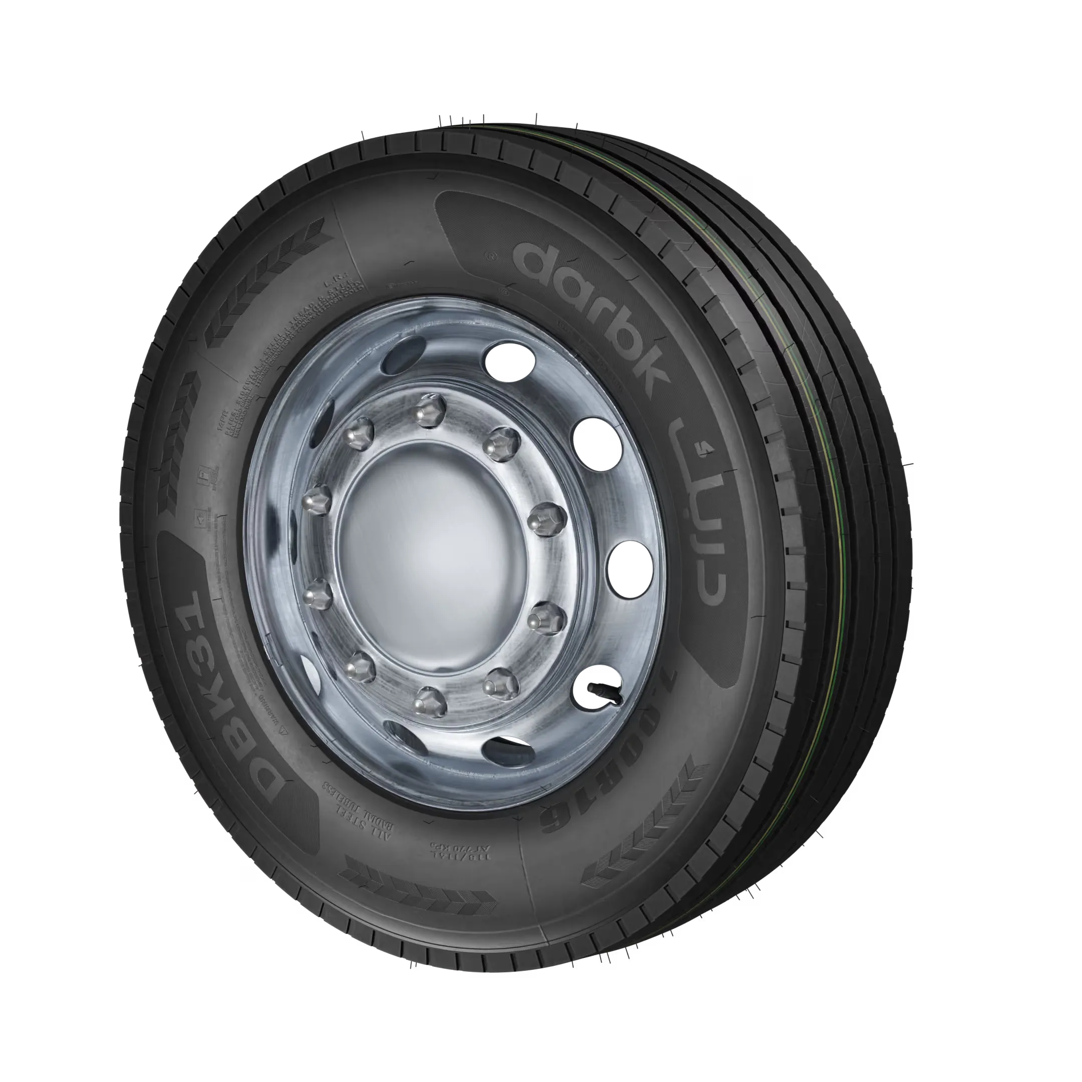 The Darbk Midan Tread tire is ideal for light vehicles and buses operating in urban environments and over medium distances. It features quiet stability, superior wear resistance, and balanced performance on paved roads. It is a practical and economical choice for fleets seeking continuity and driving comfort.