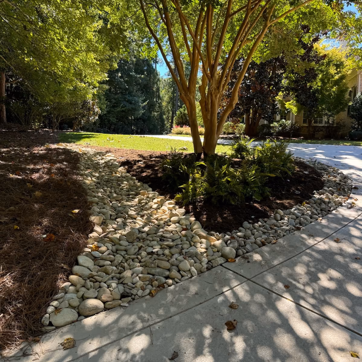 Fresh mulch installation in Raleigh, North Carolina