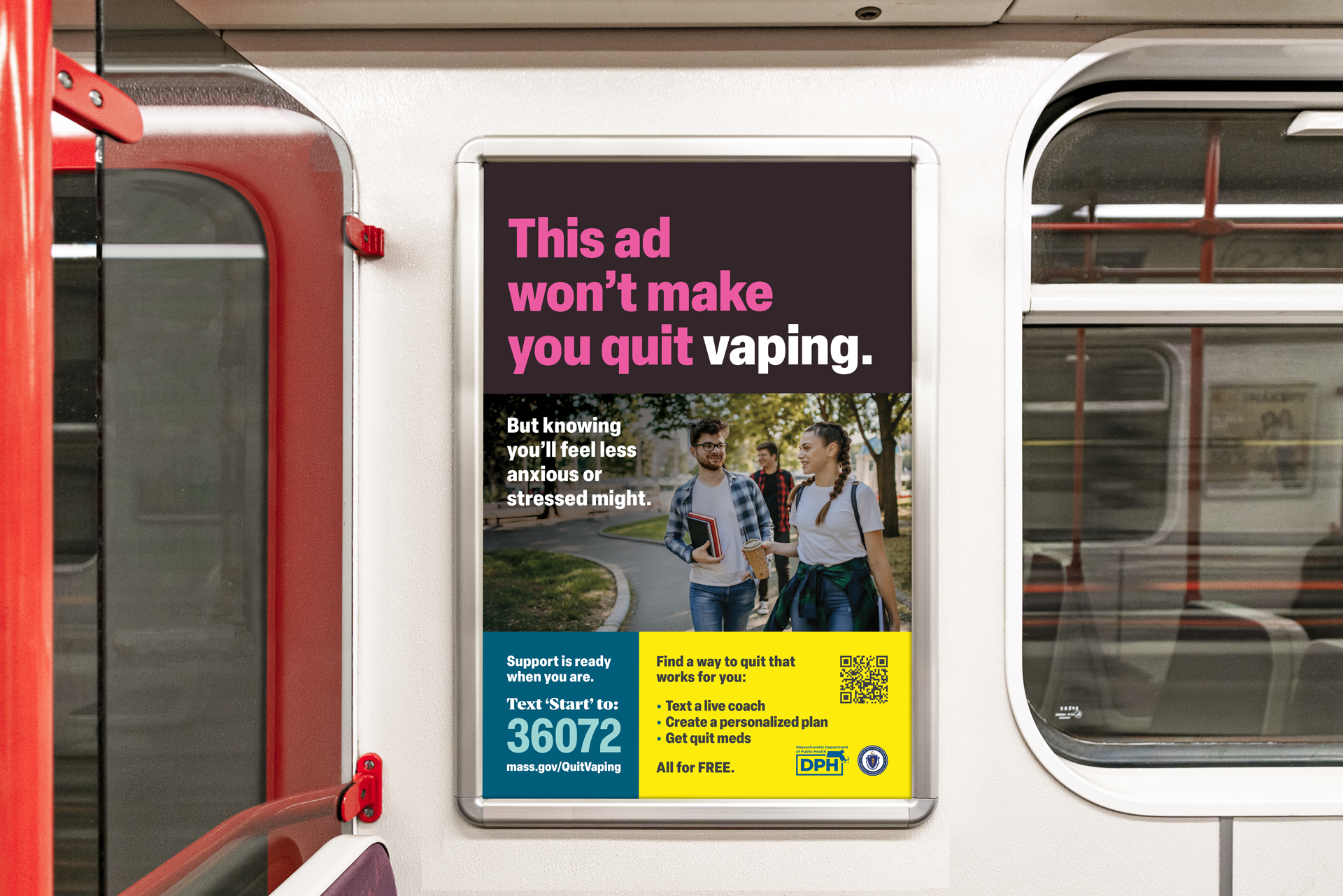 Transit poster reading This ad won't make you quit vaping
