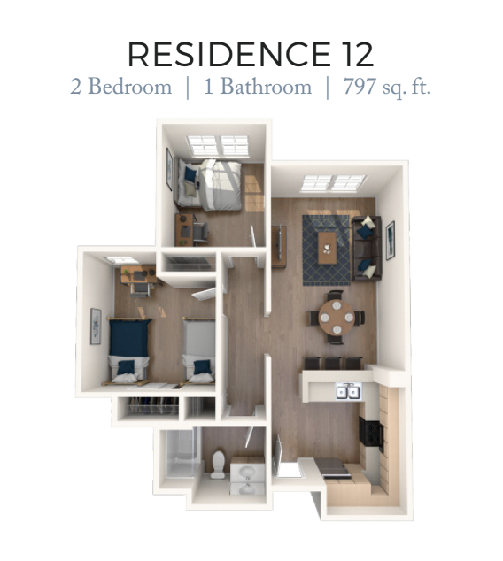 2 bed 1 bath floor plan layout
