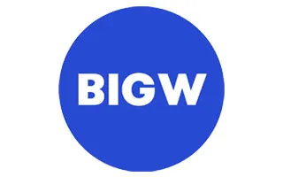 Big W retail store logo in white text inside a solid blue circle.