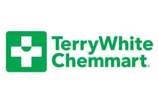 Terry White Chemmart logo with green cross symbol on white background.