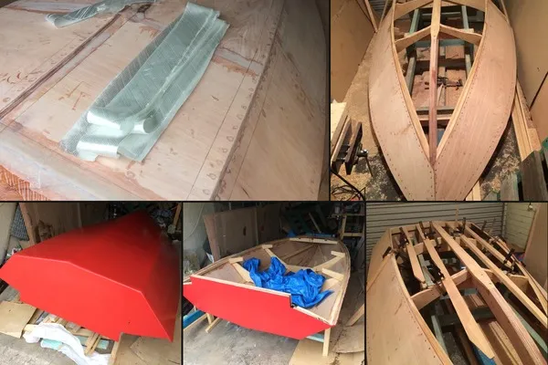 Boat hull construction — wooden ribs and planking