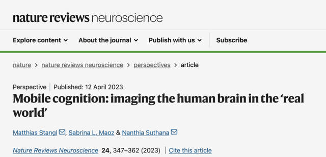 Nature Reviews Neuroscience article graphic on mobile brain imaging