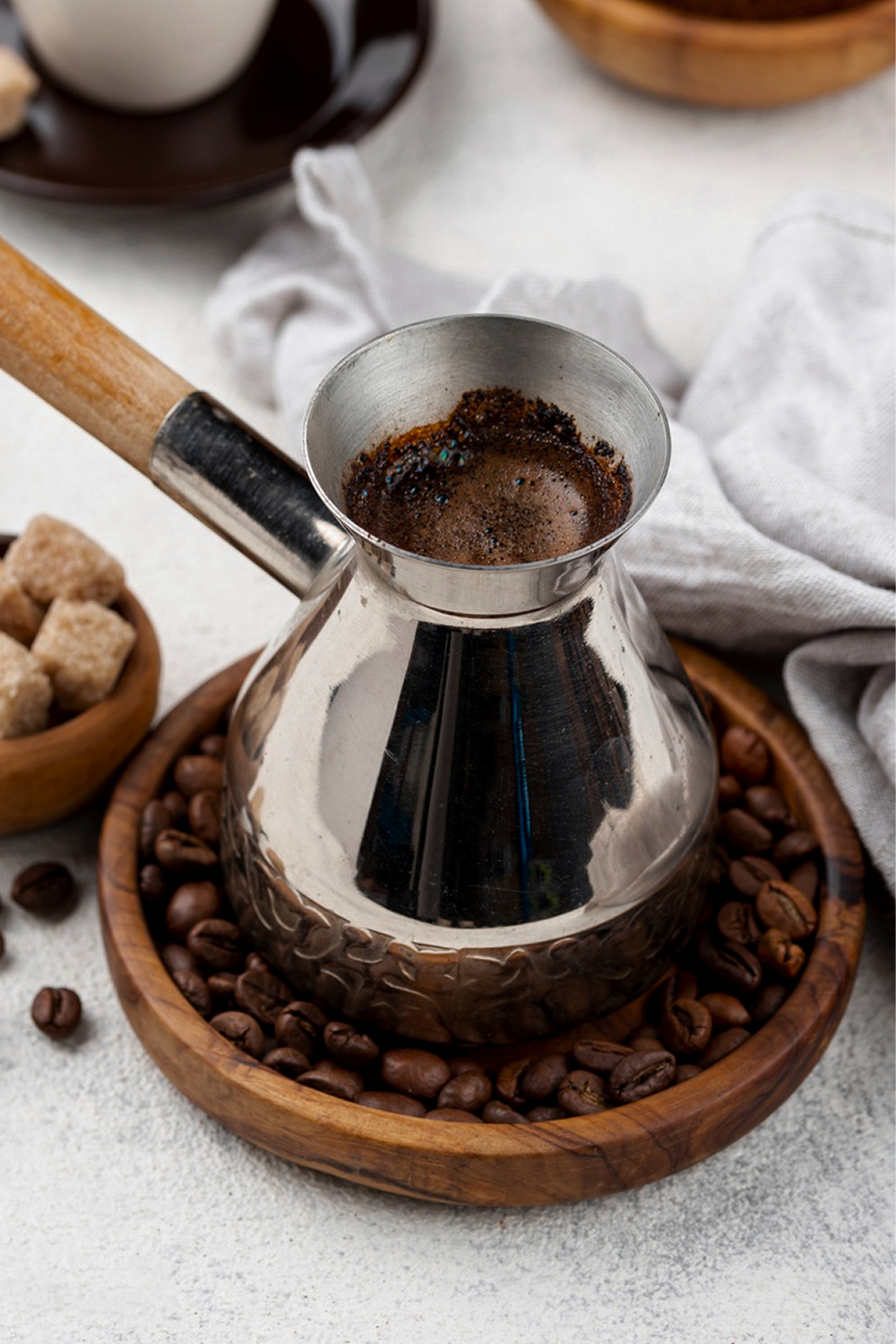 High angle coffee