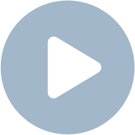 White play button icon centered on a blue-gray circular background.