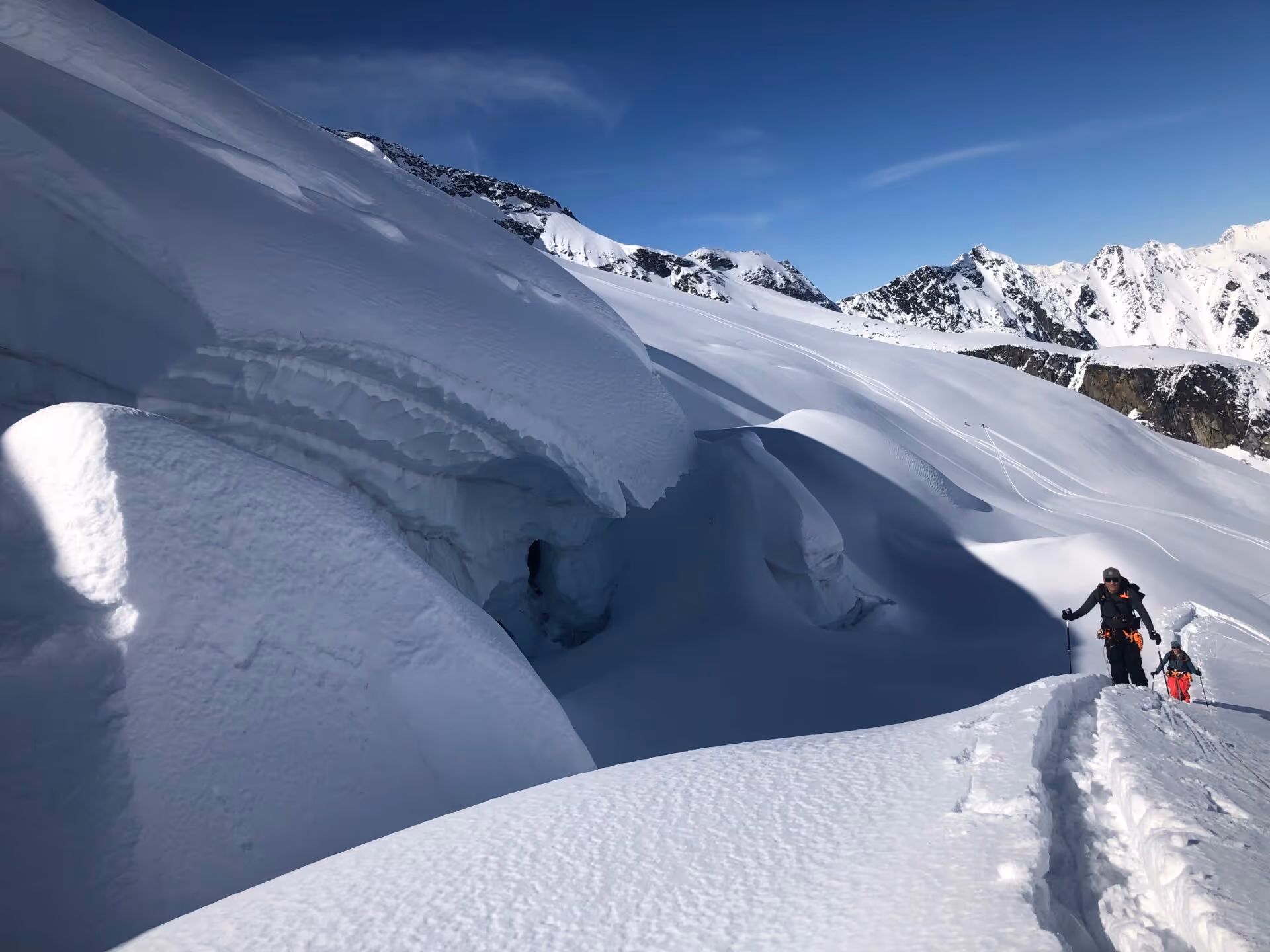glacier travel, crevasse