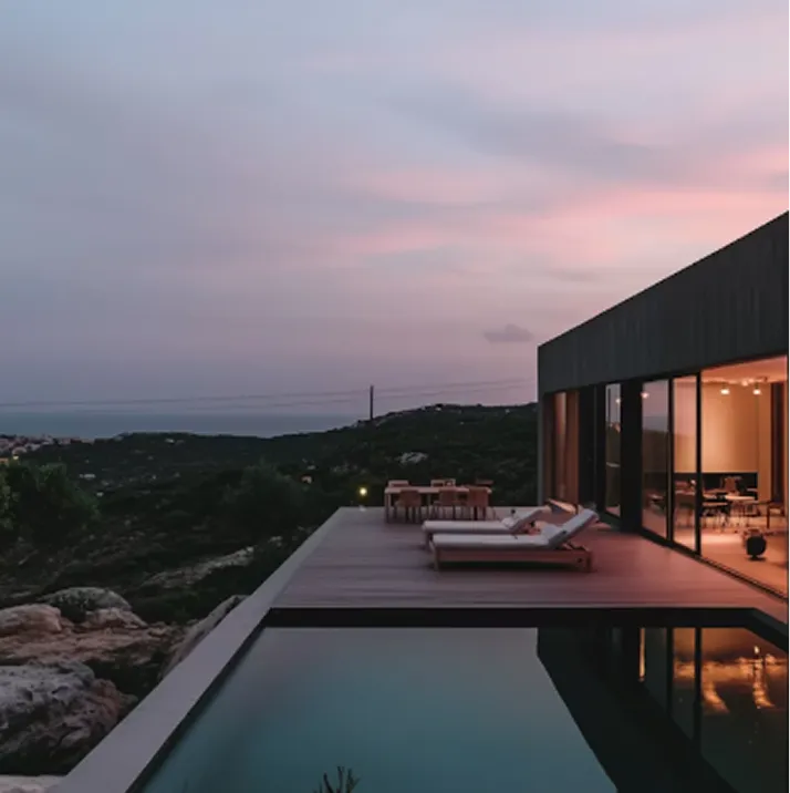 Luxury hillside villa terrace