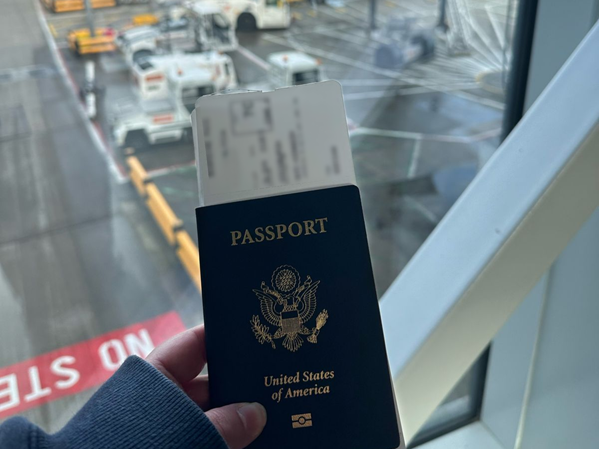 Flight itinerary and passport for China transit planning