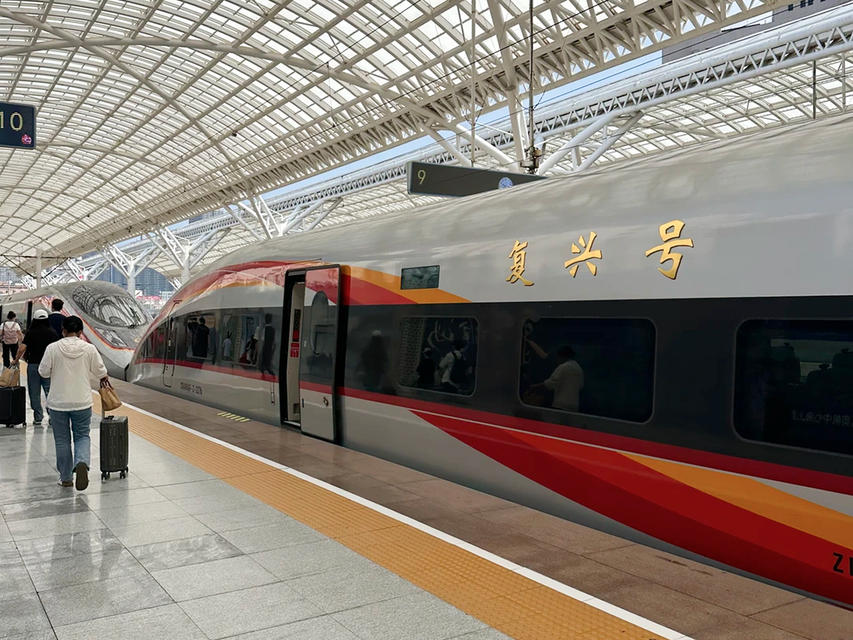 Fuxing high-speed train at a platform in China