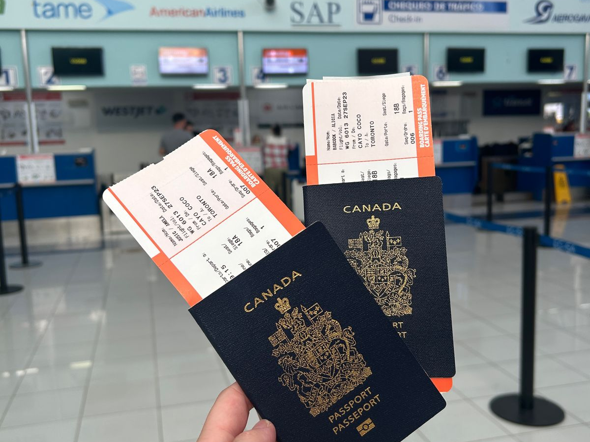 Passport and boarding pass prepared for China entry