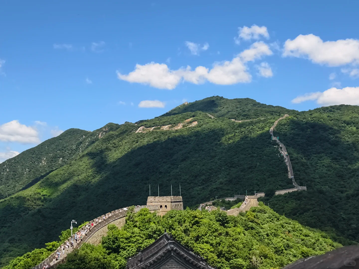 Restored Mutianyu Great Wall with mountain views