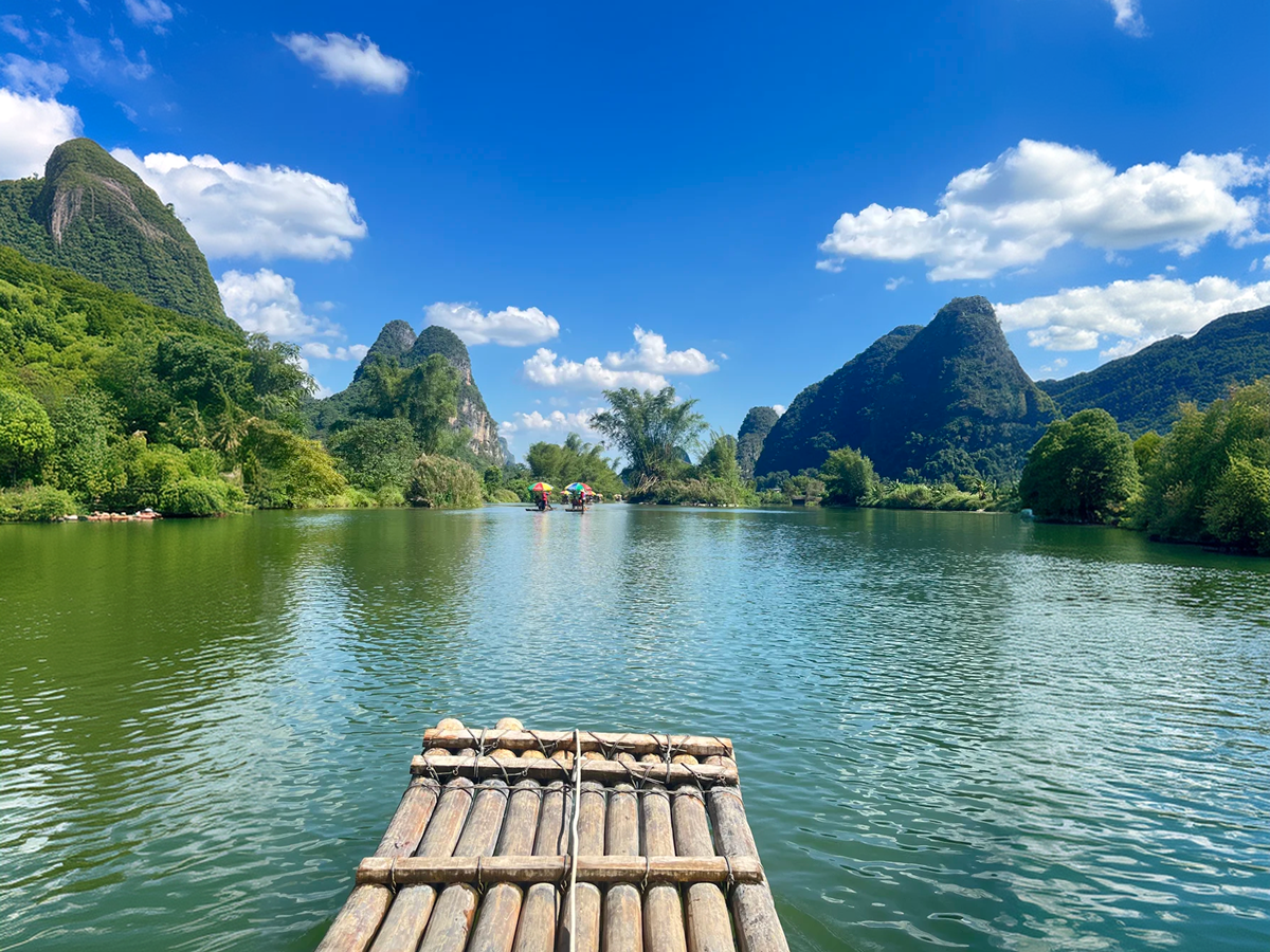 Bamboo raft on the Yulong River in Yangshuo