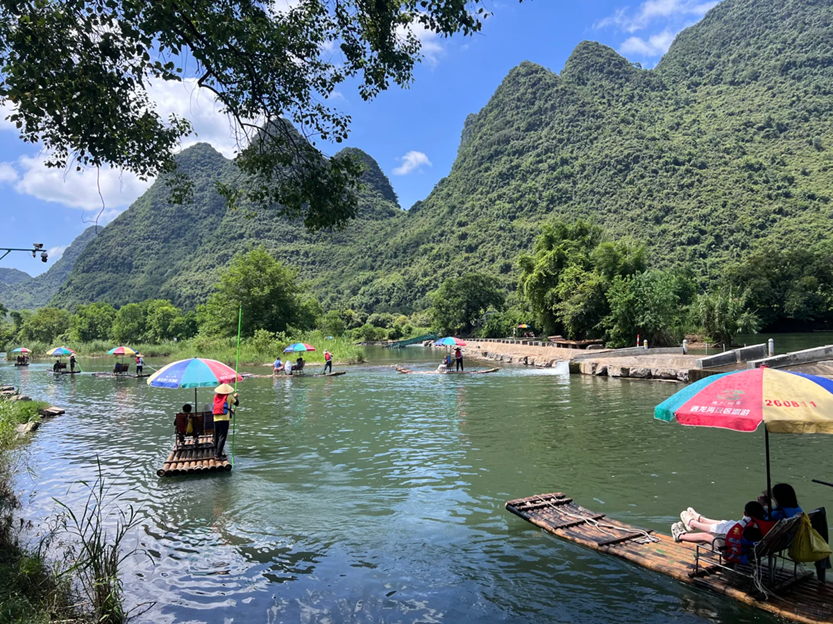 Bamboo raft on the Yulong River in Yangshuo