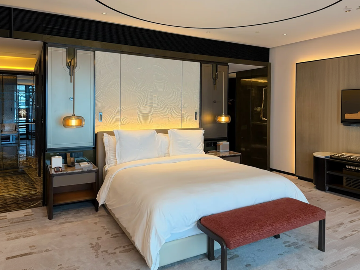 Hotel room after an international landing
