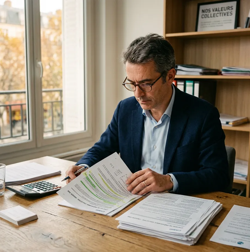 Dirigeant validant les garanties prévoyance entreprise cadres et non-cadres avec son DRH, audit SW Courtage