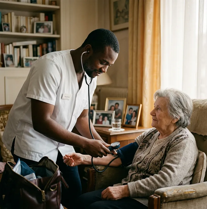 Infirmier libéral en visite à domicile chez un patient | RC Pro infirmier