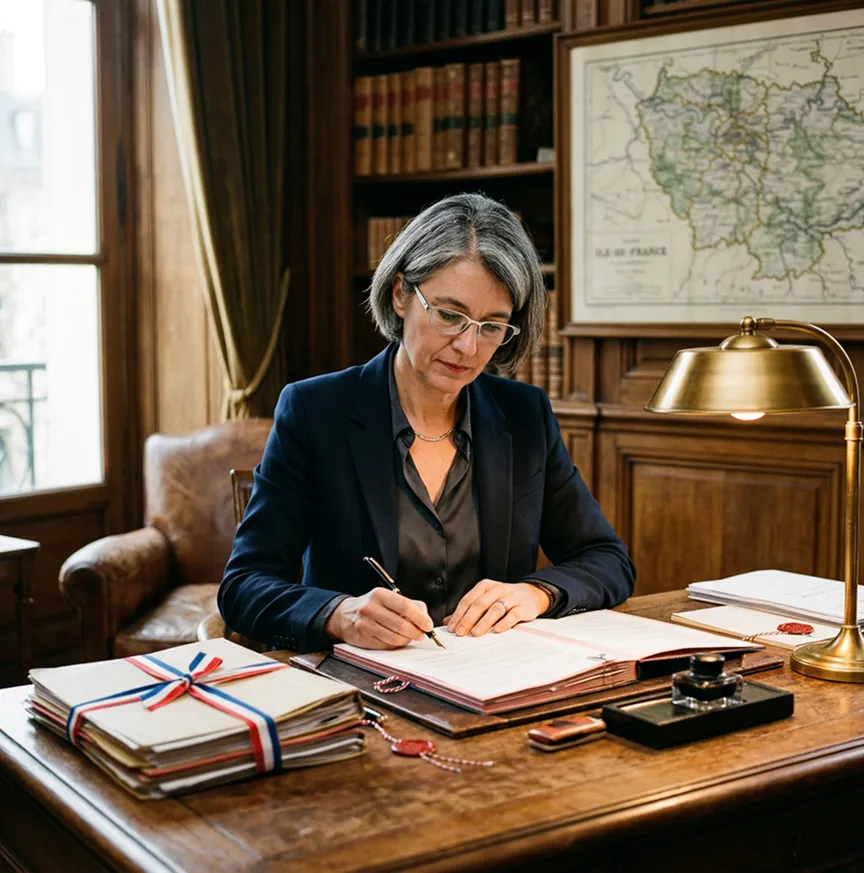 Notaire signant des documents officiels au bureau | RC Pro notaire