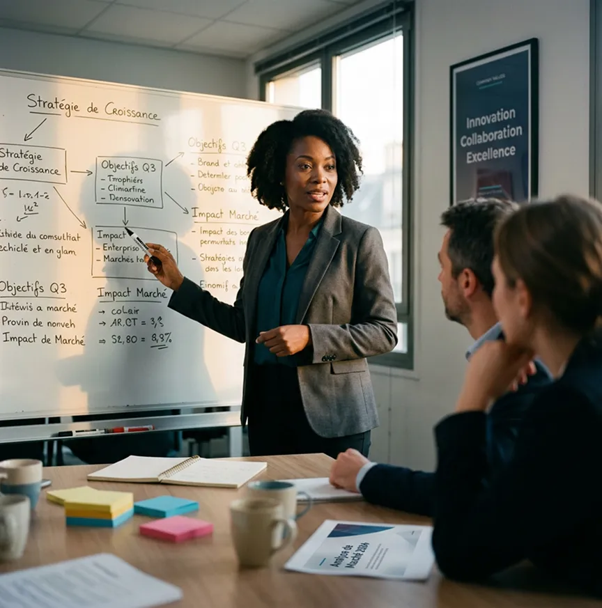 Consultant indépendant en explication au tableau blanc | Mutuelle consultant