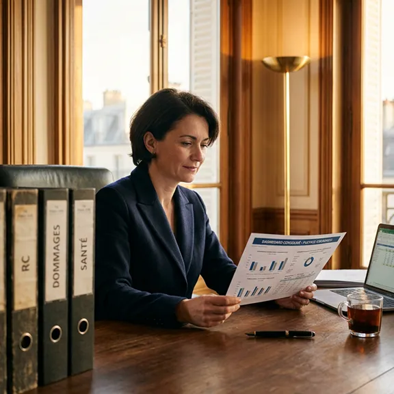 Directrice administrative et financière d'une PME de services consolidant son programme d'assurance sur un tableau de bord unique