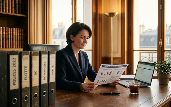 Directrice administrative et financière d'une PME de services consolidant son programme d'assurance sur un tableau de bord unique