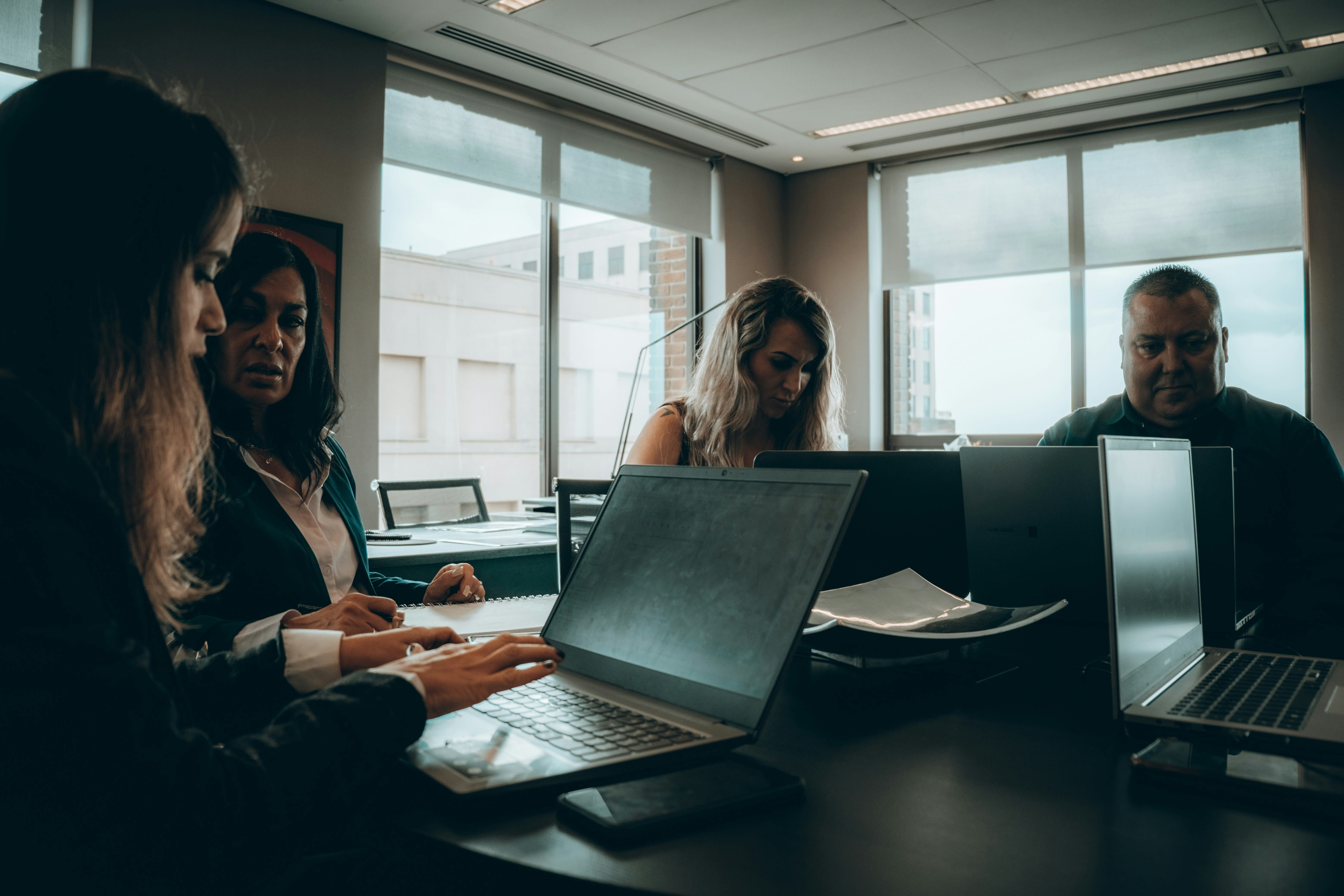 Hiring panel reviewing a candidate's technical qualifications