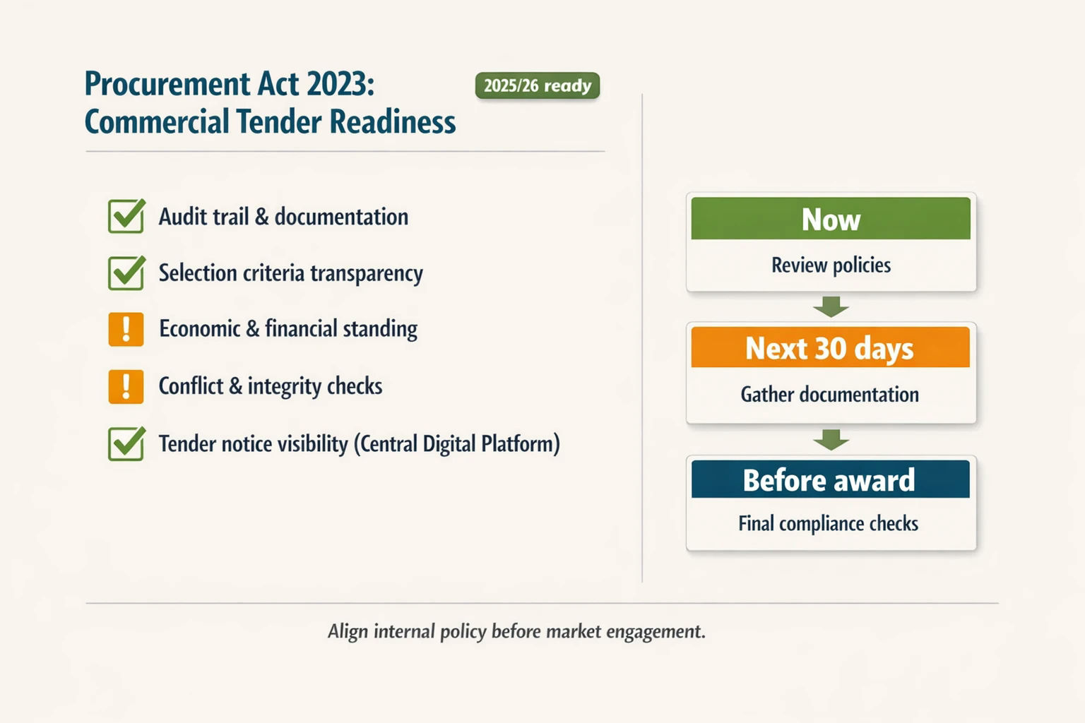 Commercial tender readiness checklist for Procurement Act 2023 compliance