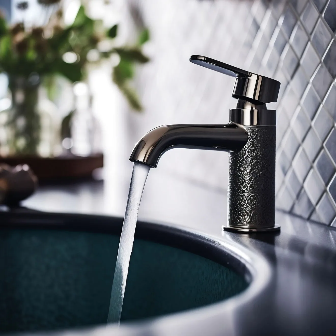 Water running out from tap