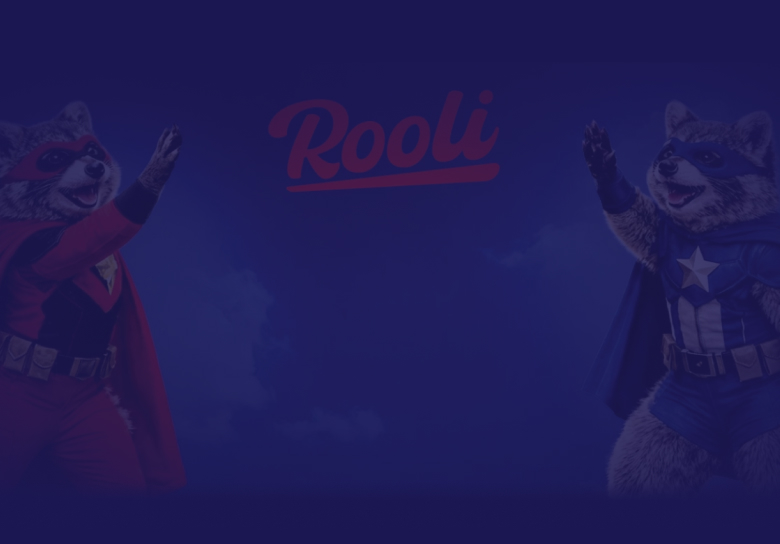 Two raccoons dressed as superheroes in red and blue costumes with capes, raising one arm each.