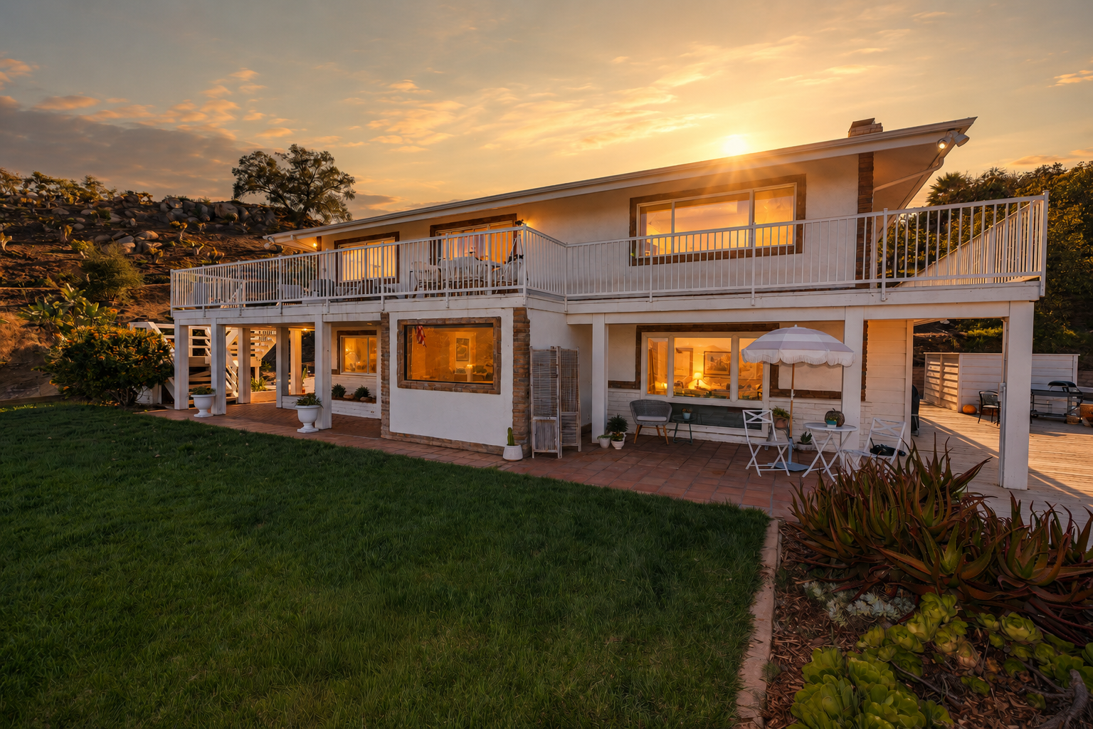 Twilight photography of a San Diego home with pool