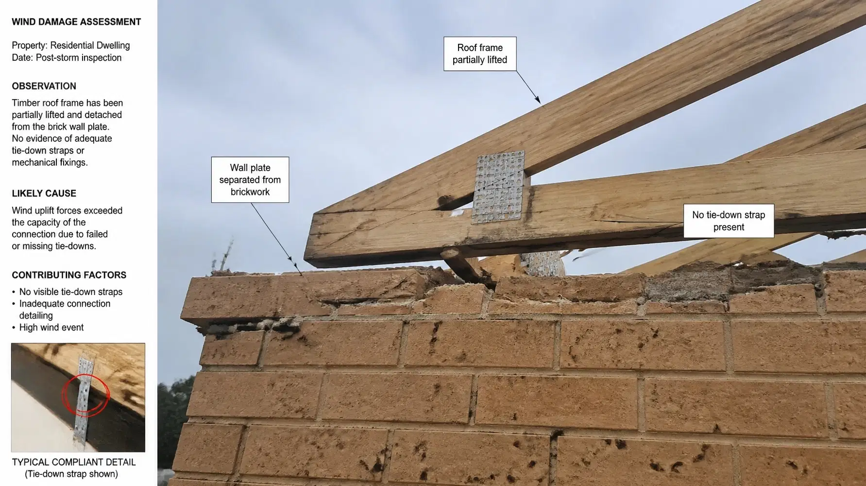 Forensic analysis of a timber roof frame failure following wind load stress